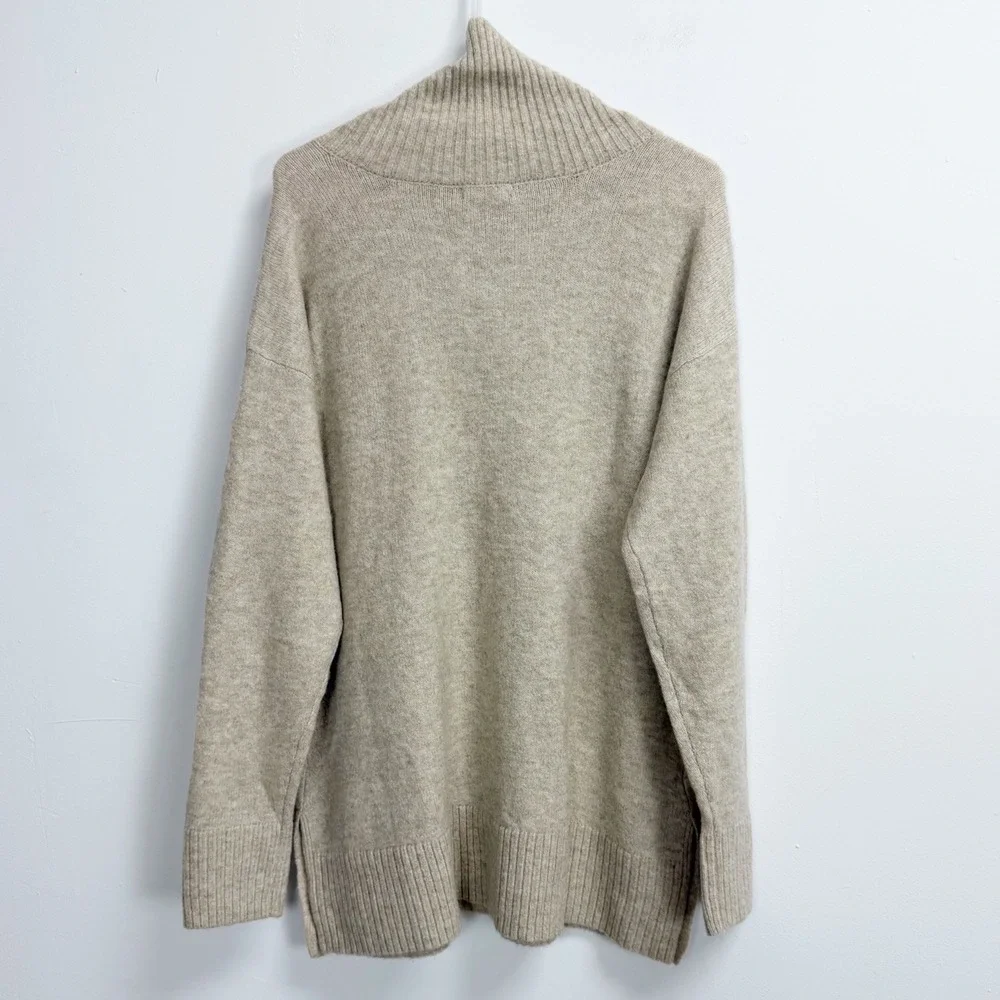 Style & Co Sweater Womens Medium Tan Beige Shawl Neck Tunic NWT Cozy